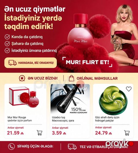 Faberlic orijinal kosmetika – Mur Mur seriyası: parfum, tuş, hidrogel patçlar