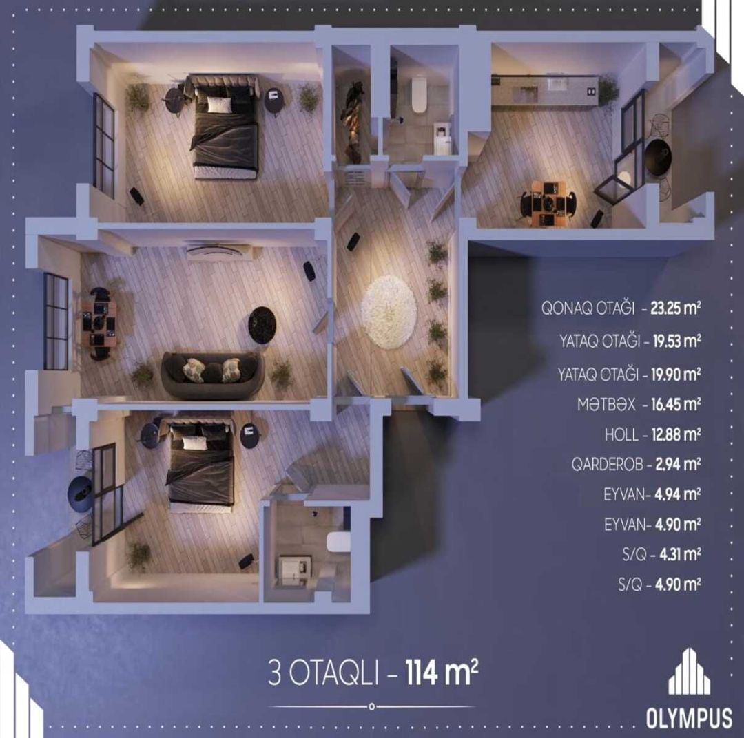 Satılır 3 otaqlı yeni tikili 114 m² — Mənzil, Bakı (8)