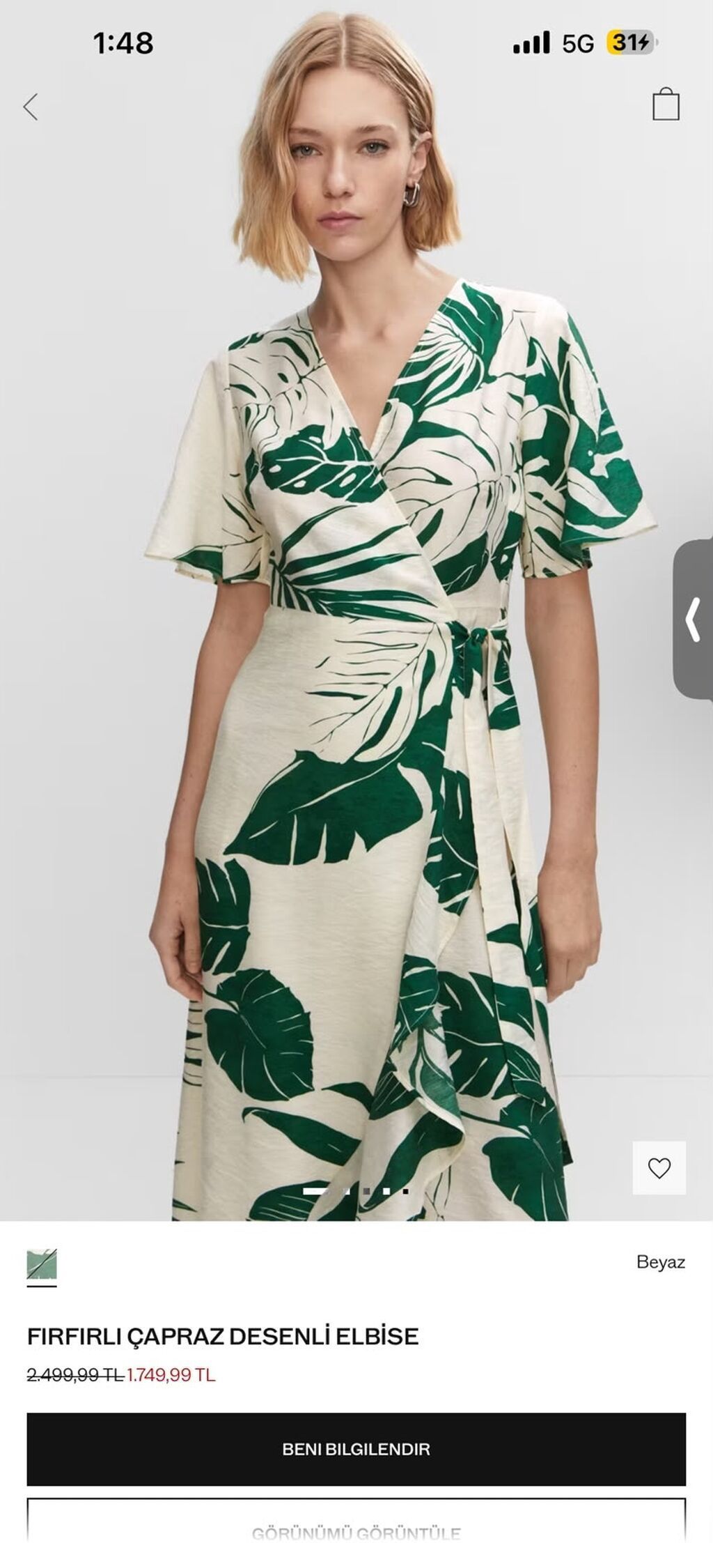 MANGO Tropical Print Wrap Dress – firfırlı, çarpaz bağlamalı midi don — Şəxsi əşyalar, Bakı (2)
