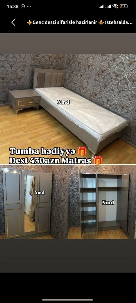 Gənc otağı mebel dəsti – sifarişlə hazırlanır. Dəst tərkibi: - Tək