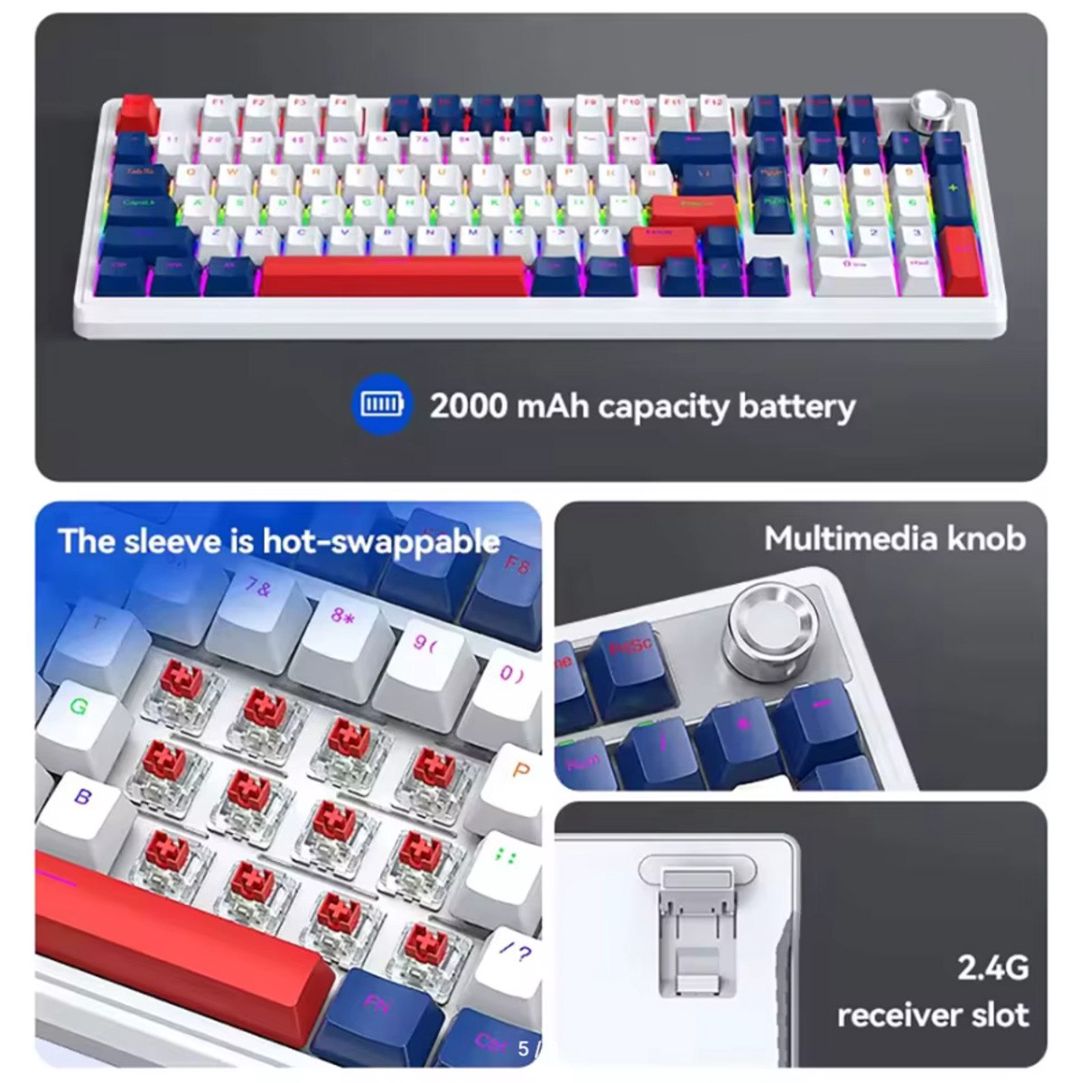 T-Wolf T78 Mexaniki Klavyatura ( Wifi+BT+USB ) — Elektronika, Bakı (4)