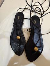 ZARA brend qadın sandalı - Rəng: qara - Model: ipli/gladiator tərzi — Leman
