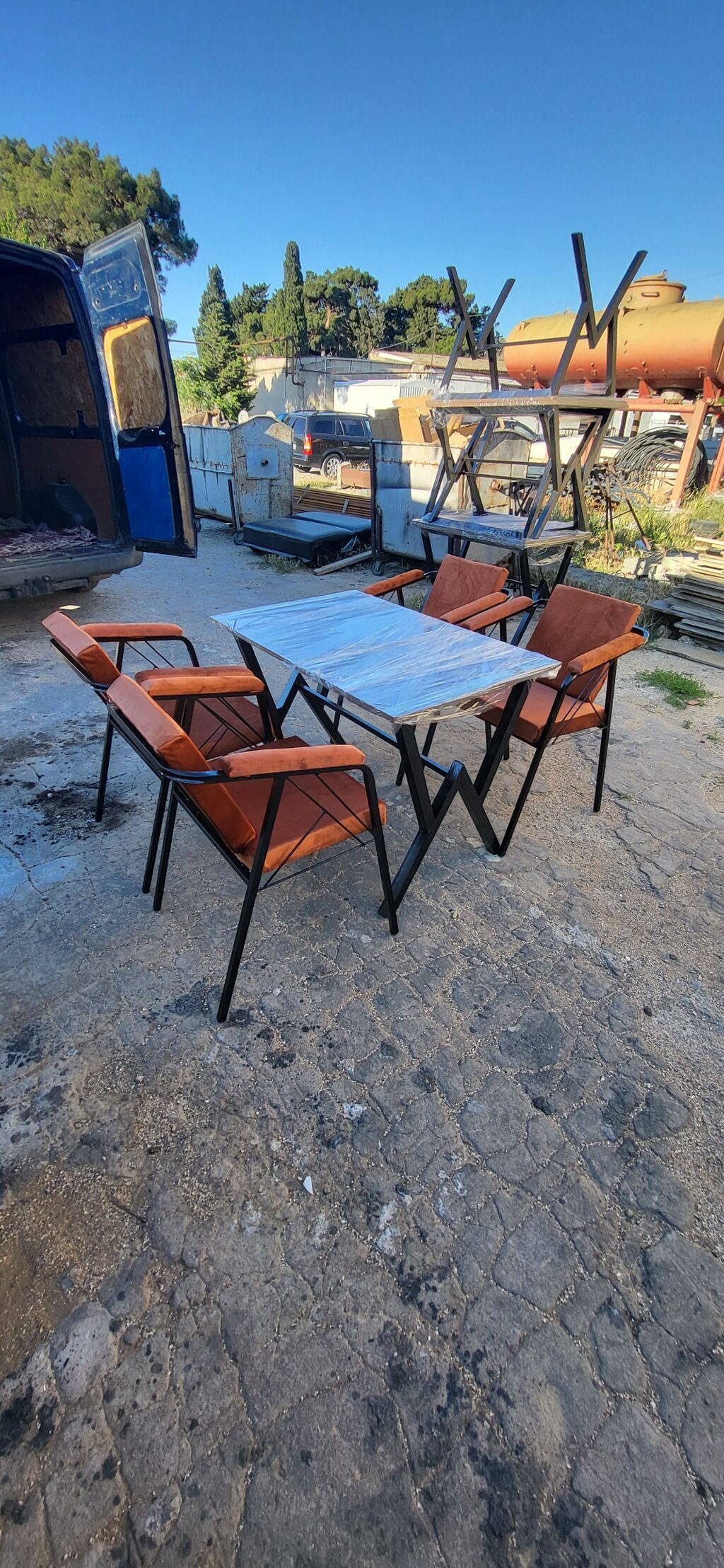 Mətbəx üçün, Yeni, Açılmayan, Dördbucaq masa, 4 stul — Mebel, Bakı (2)