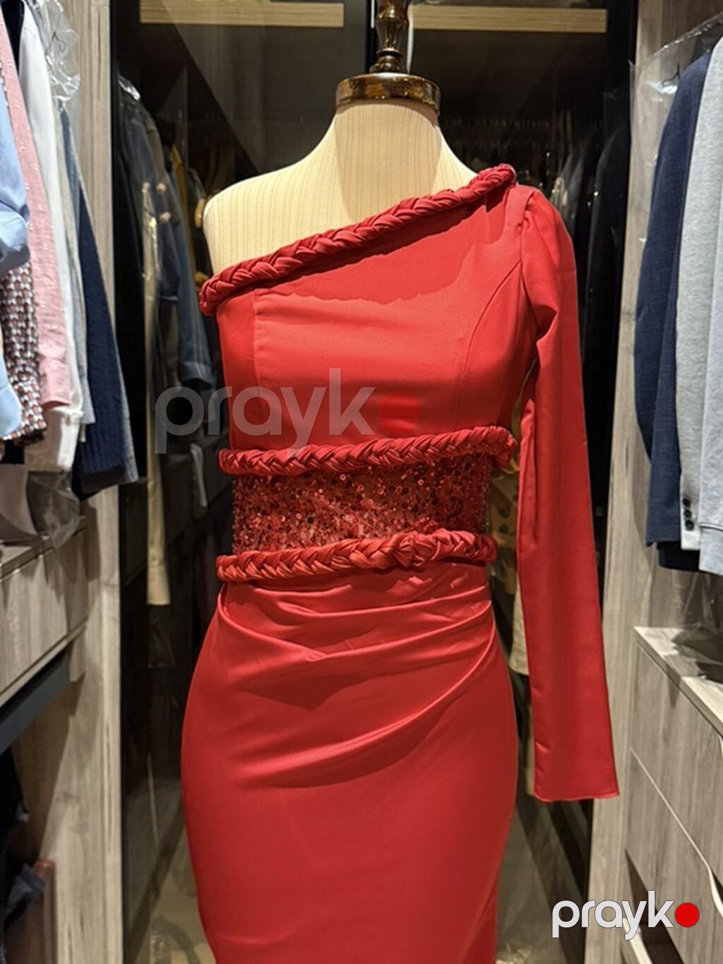 Qırmızı axşam libası S olcu 45kg x 167 cm - Kəsim: Asimmetrik – — Şəxsi əşyalar, Bakı (2)