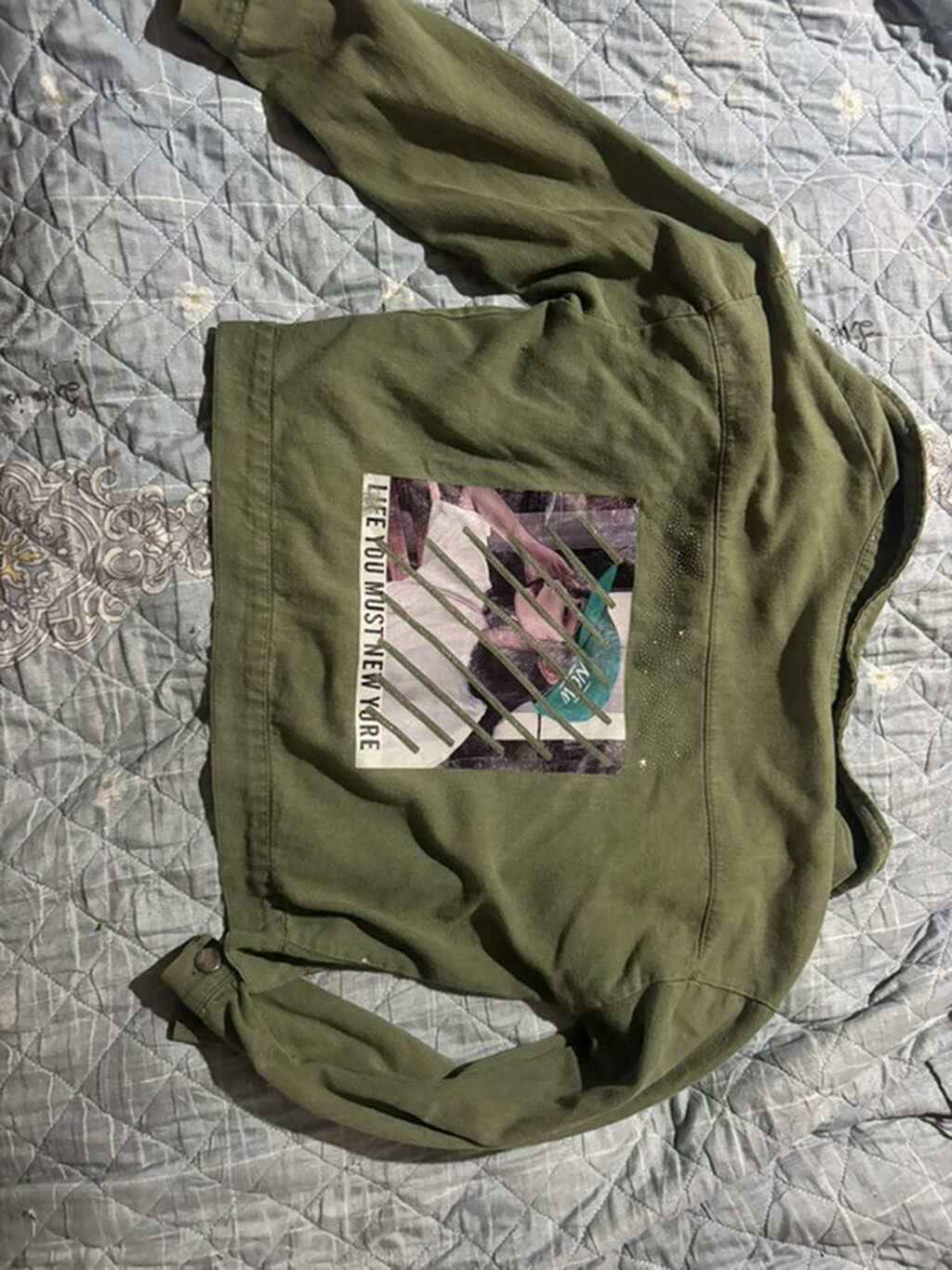 Xaki-yaşıl rəngdə qısa kəsim denim üslublu üst geyimi (cins jaket — Şəxsi əşyalar, Liman (2)