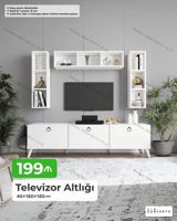 Televizor altlığı və divar rəfləri dəsti - Ölçülər: 40×180×180 sm - — Mallar