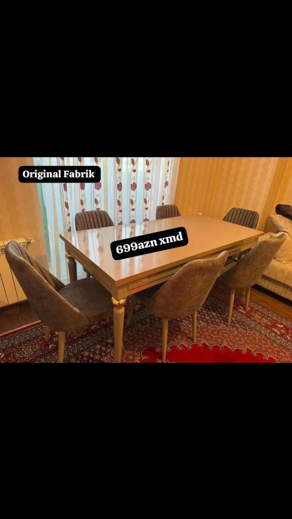 Original fabrik istehsalı yemək masası və 6 ədəd stul dəsti - 1