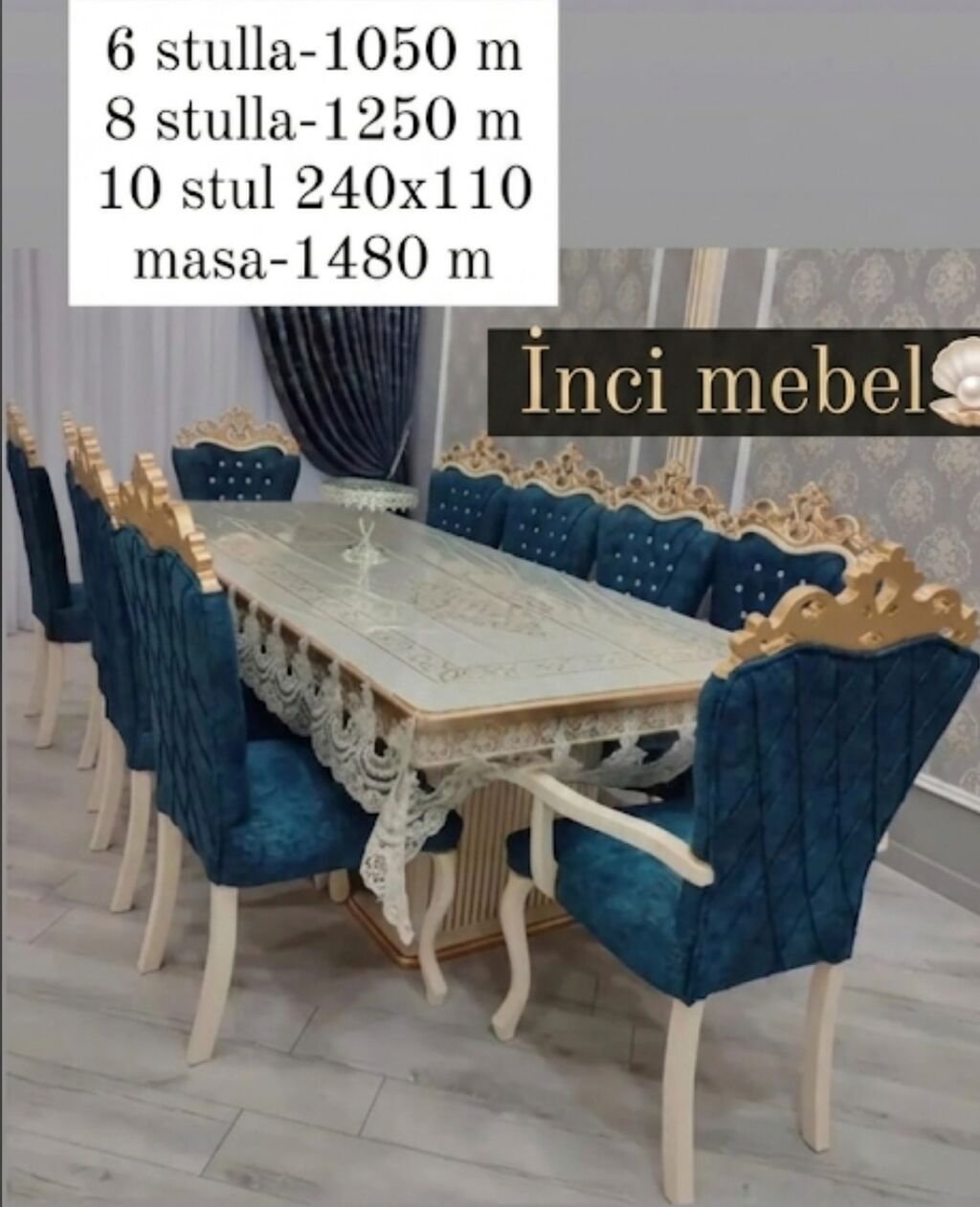 Qonaq otağı üçün, Yeni, Açılmayan, Dördbucaq masa