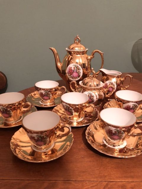Çay dəsti, rəng - Qızılı, Farfor, 6 nəfərlik — Bakı