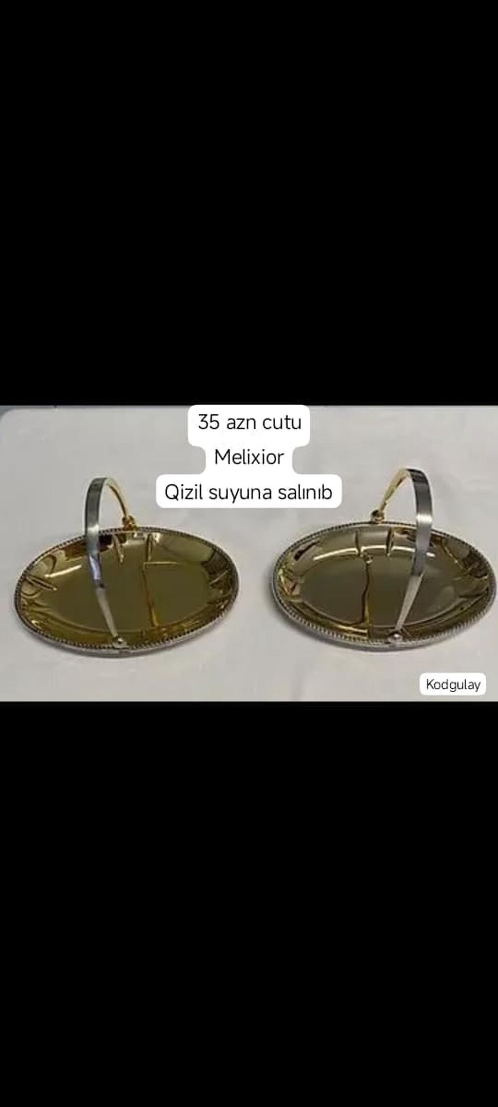 Melxior materialdan 2 ədəd bölməli servis boşqabı (dəst). Qızıl suyuna
