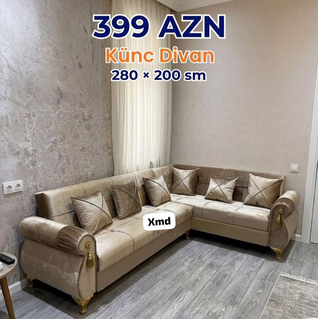 Künc divan – klassik və zərif dizayn - Ölçü: 280 200 sm (şəkildə — Divanlər, Bakı (4)