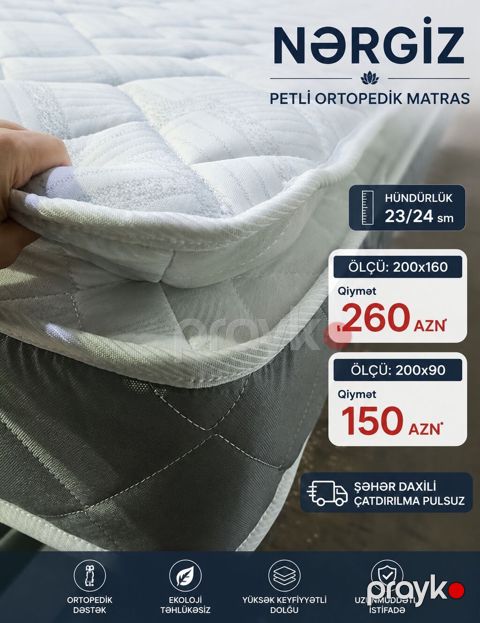 Nərgiz petli ortopedik matras - Hündürlük: 23/24 sm - Ölçülər: -