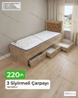 3 siyirməli tək nəfərlik çarpayı – 90×200 sm - Ölçü: 90×200 sm - — Mebel
