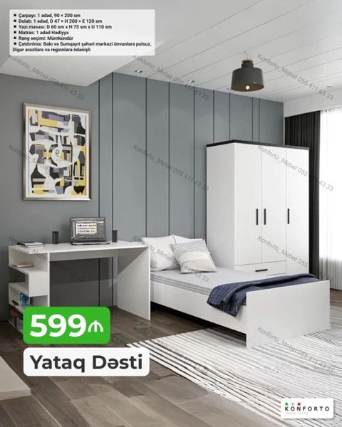 Yataq Dəsti – müasir dizayn, kompakt ölçülər və funksionallıq Dəst