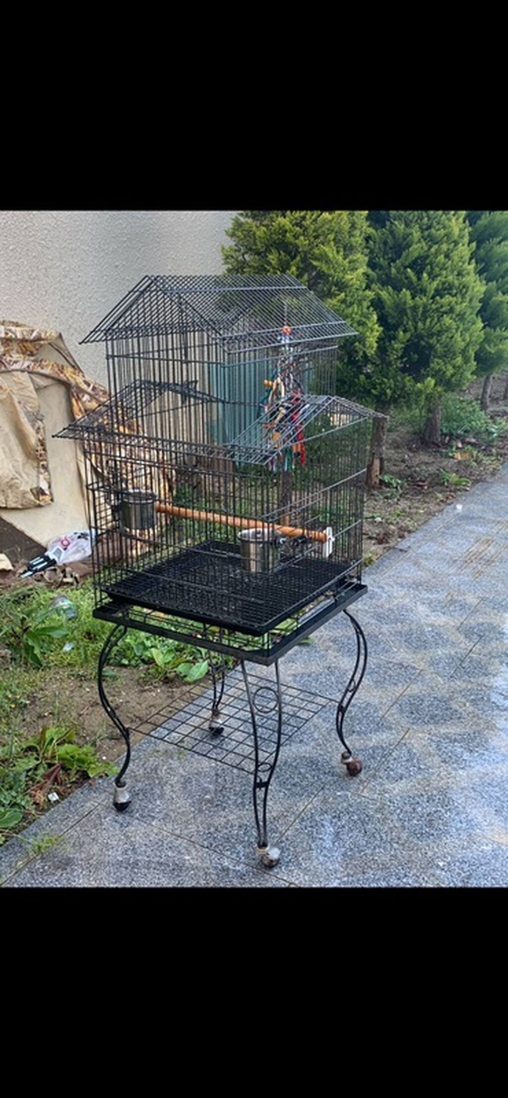 Metall quş qəfəsi – dayaqlı, təkərli model - Material: möhkəm metal — Qəfəslər, Bakı (2)