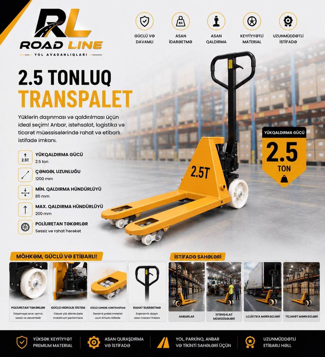 Transpalet 2.5t — Mallar, Bakı
