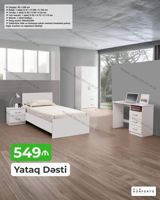 Yataq dəsti – 5 parça, müasir minimal dizayn, ağ rəngdə. Tərkibi və — Mebel