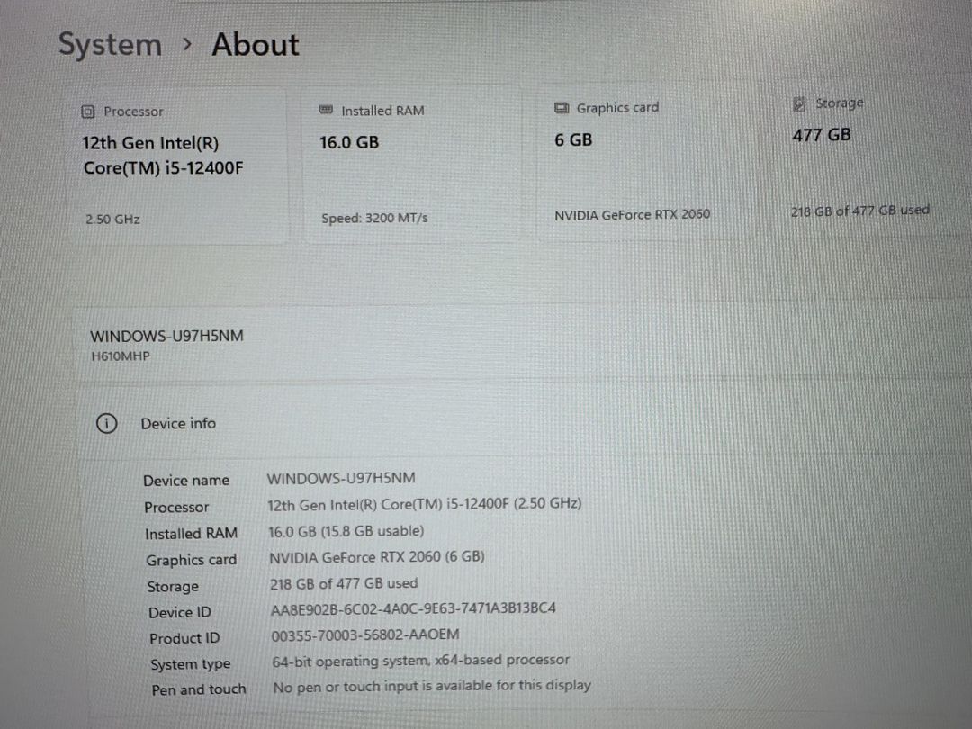 Gaming PC | i5-12400F / RTX 2060 6GB / 16GB DDR4 / 500GB NVMe / 27" 165Hz — Masaüstü kompüterlər, Bakı (5)