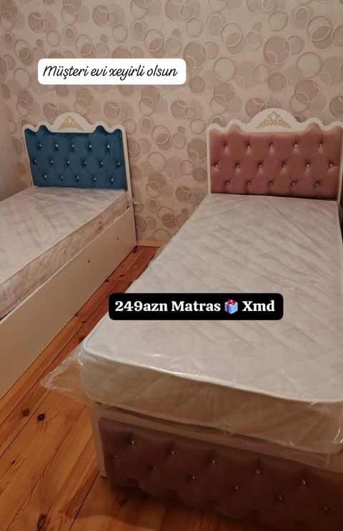 Məhsul: Tək nəfərlik çarpayı və matrass Təsvir: - Yumşaq, düyməli