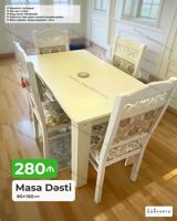 Masa Dəsti – 90×160 sm - Komplekt: 1 masa + 6 ədəd stul - Mexanizm — Mebel