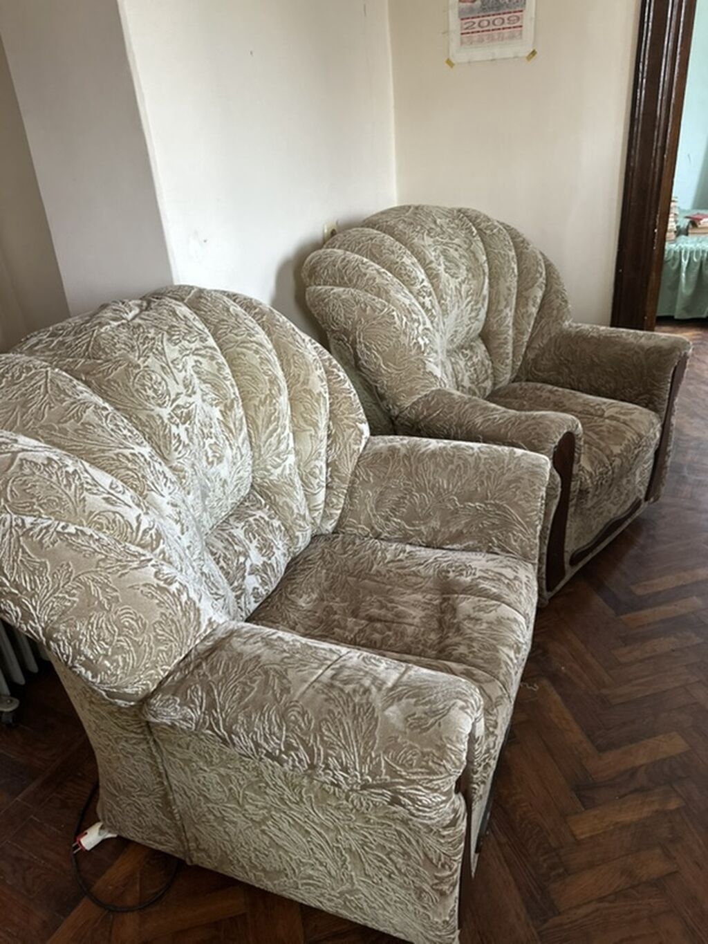 Yumşaq mebel dəsti – 1 divan 195 sm + 2 kreslo 90 sm - Rəng: açıq — Mebel, Bakı