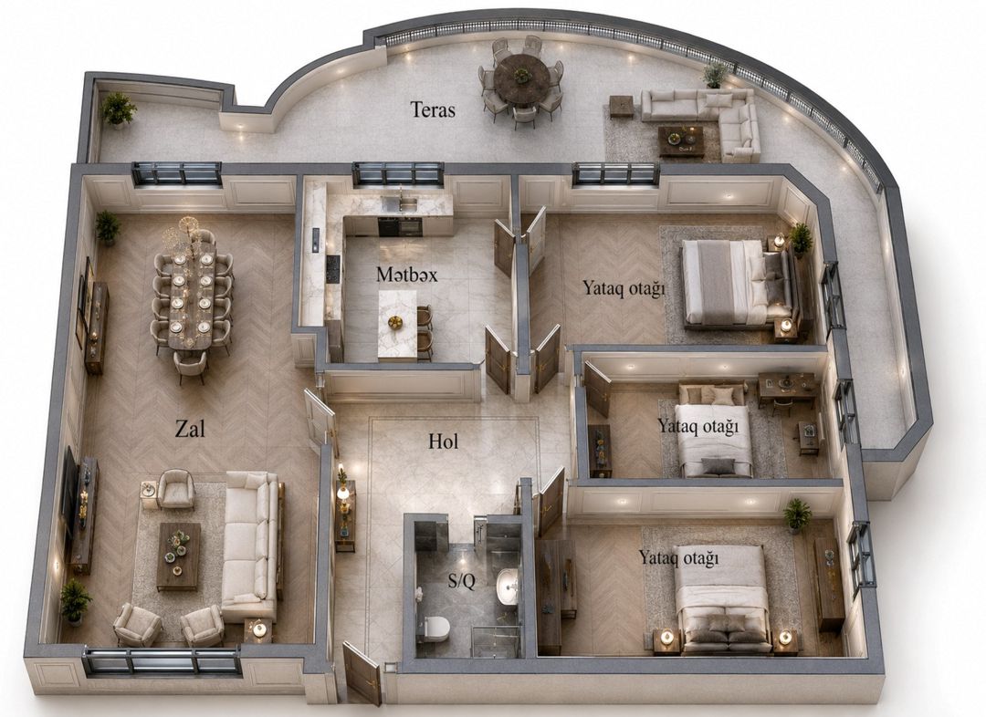 Satılır 4 otaqlı yeni tikili 229.9 m² — Mənzil, Bakı (2)