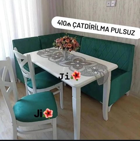 Mətbəx künc dəsti - Komplekt: dik çəkilişli künc divanı, 2 ədəd stul