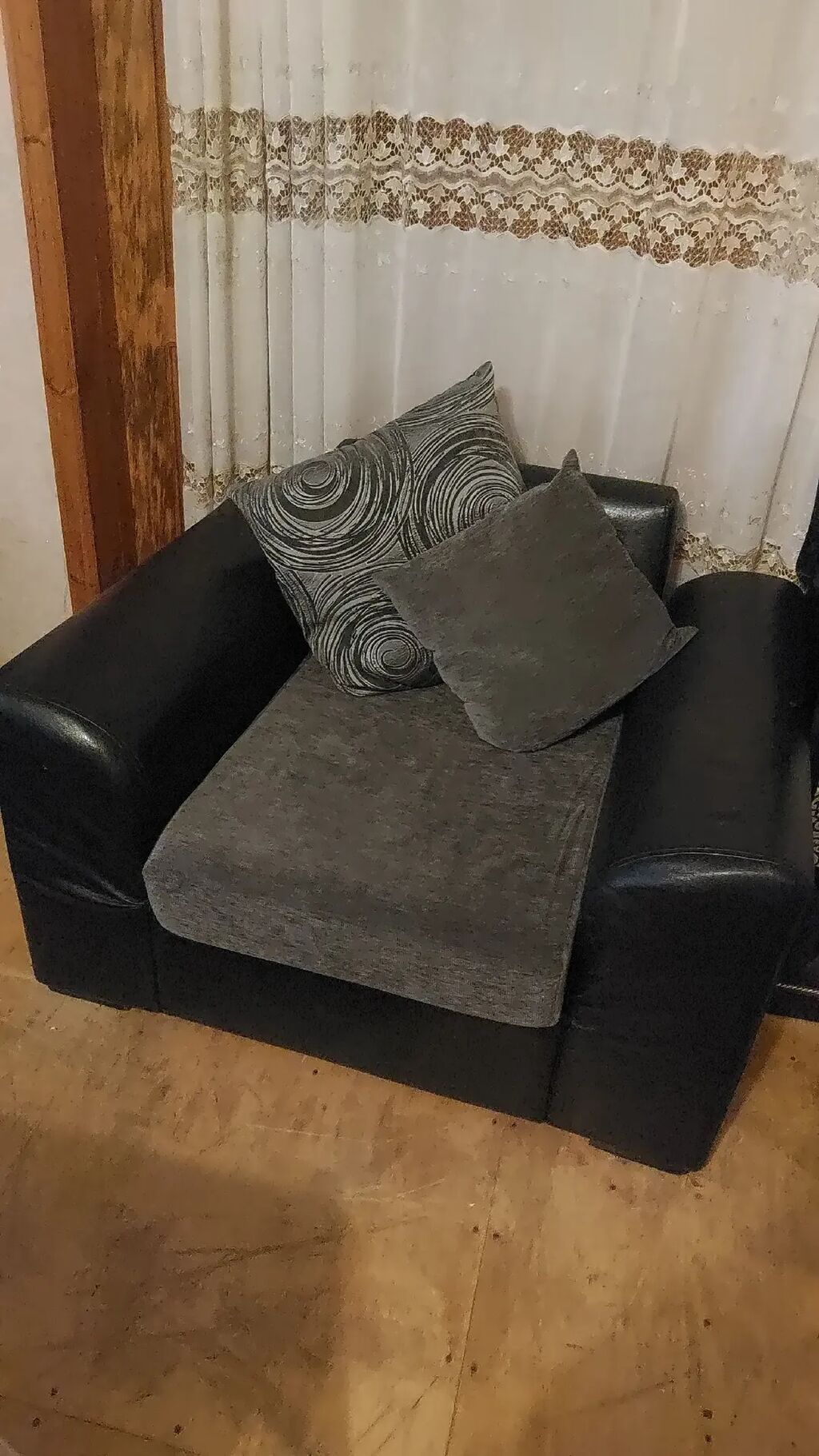 Qara və boz rəng çalarlarında yumşaq oturacaq dəsti - Tərkib: 1 ədəd — Mebel, Sabirabad