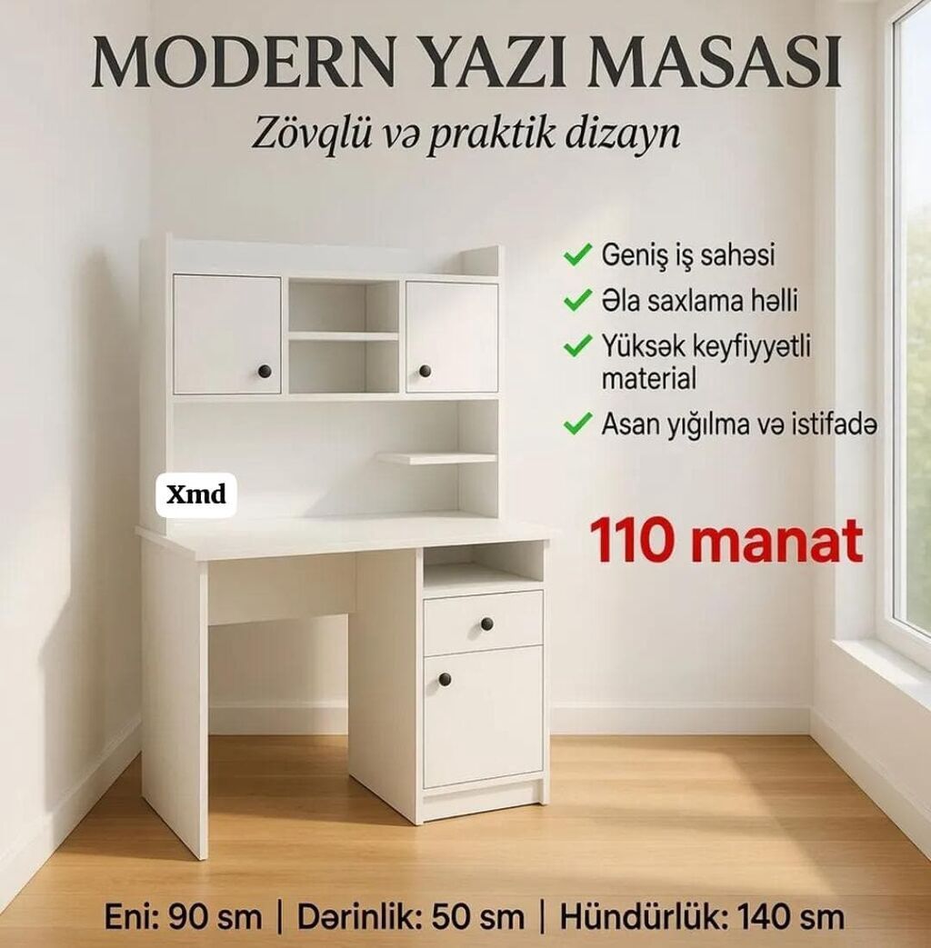 Modern yazı masası – zövqlü və praktik dizayn. Xüsusiyyətlər: - Geniş — Masalar, Bakı