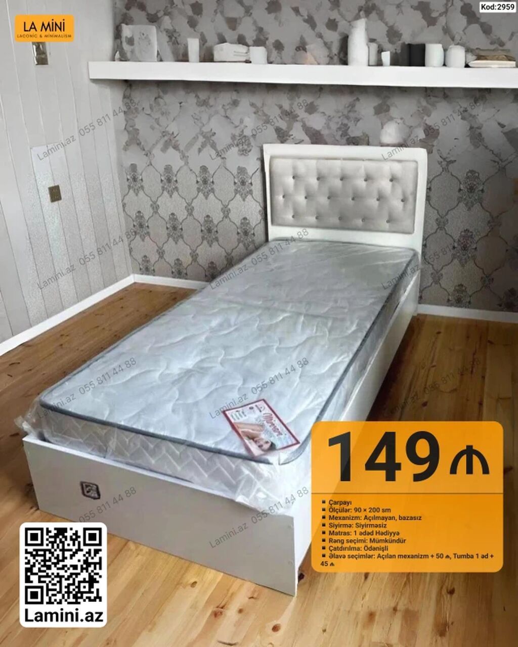 Çarpayı – La Mini (Kod: 2959) - Ölçü: 90 x 200 sm - Mexanizm