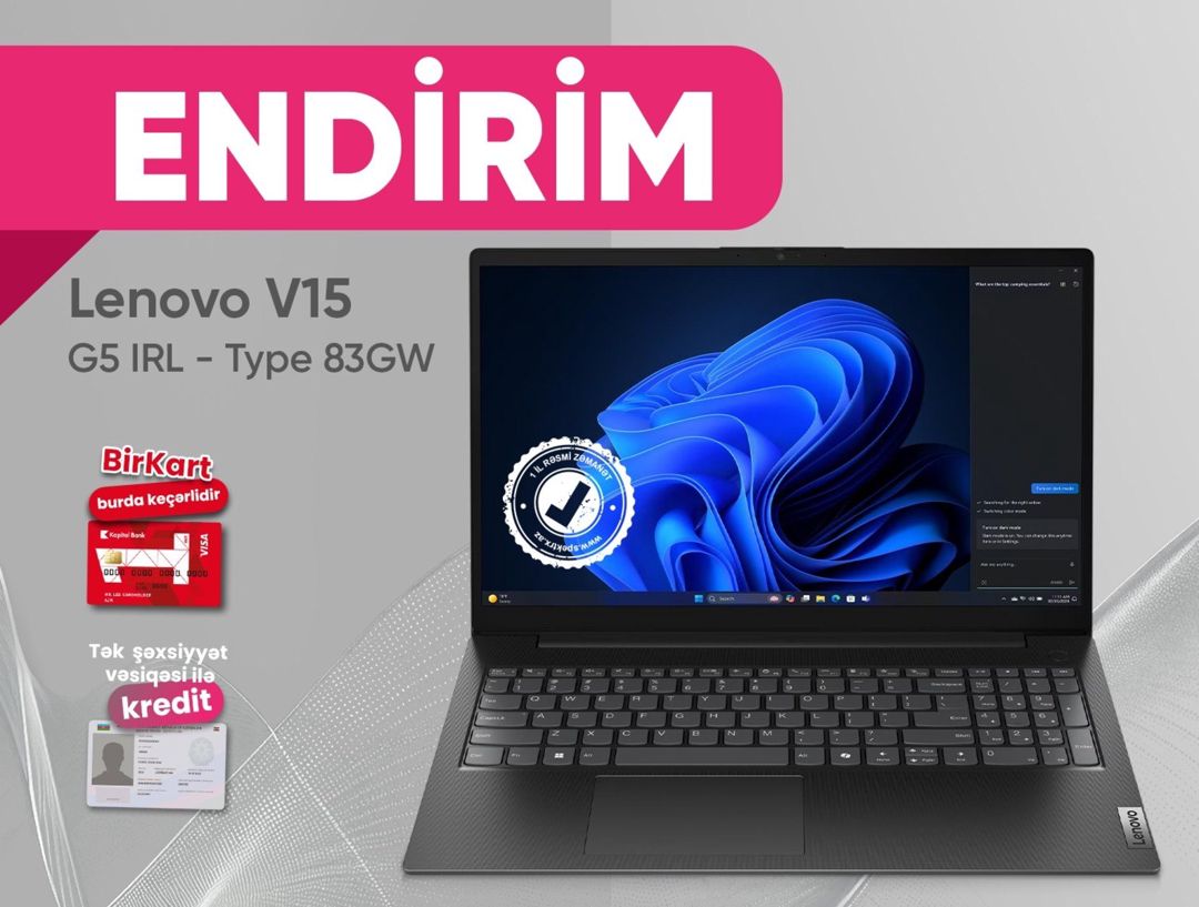 Noutbuk "Lenovo V15 G5 IRL - Type 83GW" — Elektronika, Bakı