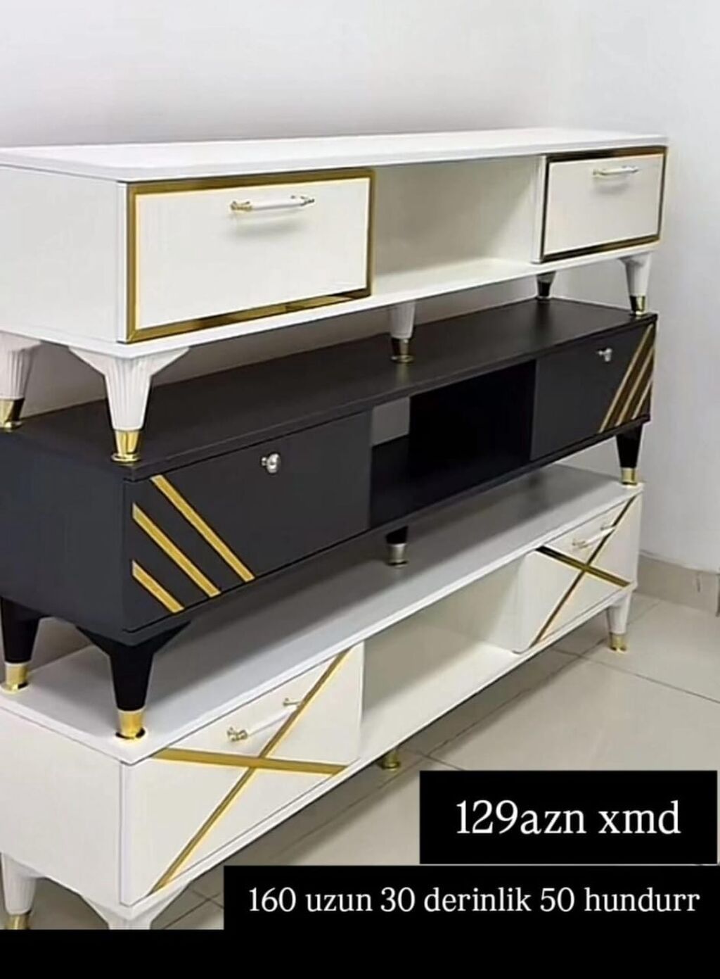 TV stendi / media konsolu - Ölçülər: 160 sm uzunluq, 30 sm dərinlik