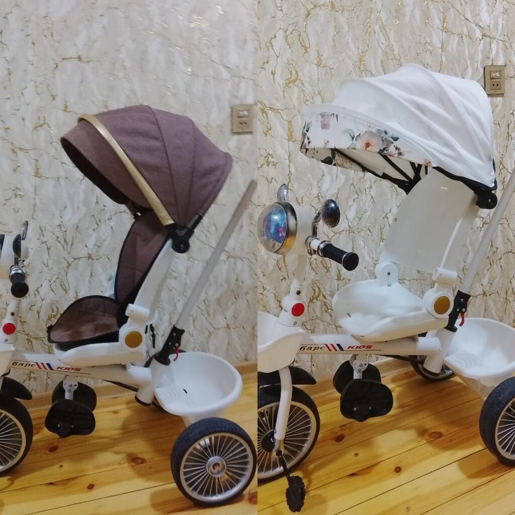 Uşaq üçtəkərli velosipedi – idarəetmə tutacaqlı model iki başlıqlı — Uşaq velosipedləri, Gəncə (2)