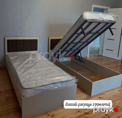 Bazalı tək nəfərlik çarpayı - Üst hissə qaldırılan bazalı