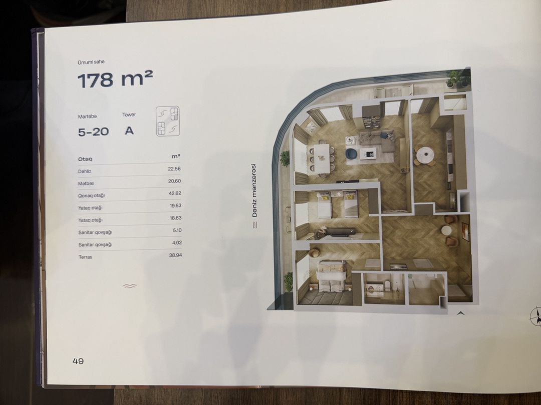 Satılır 3 otaqlı yeni tikili 178 m² — Mənzil, Bakı (2)
