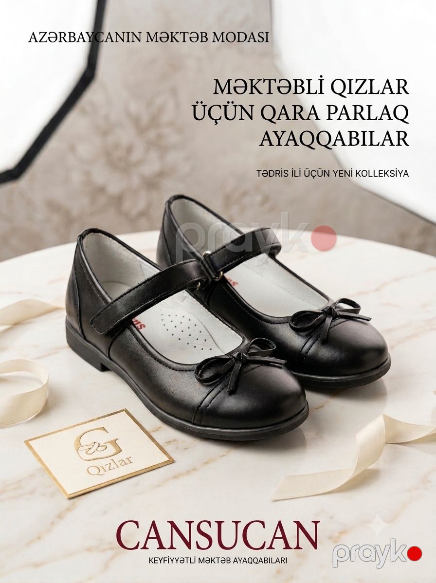 Cansucan - Qız uşaqları üçün qara məktəb ayaqqabısı (ölçü 26) — Qızlar üçün, Bakı