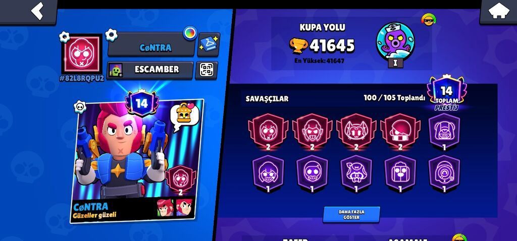 Brawl Stars hesabı – CoNTRA (etiket: #82L8RQPQ2) - Kupa: 41.645 (ən — Aksesuarlar, Masazır