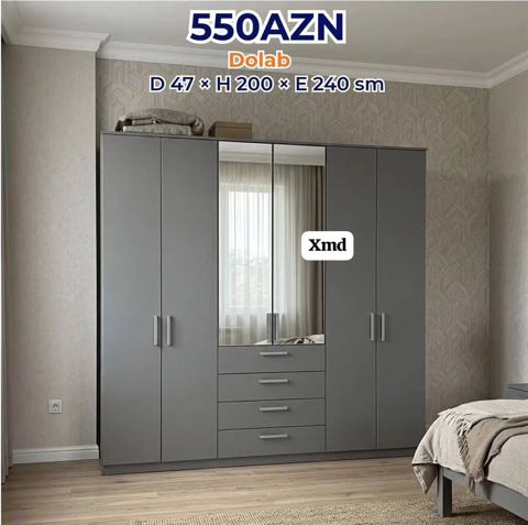 Mebel: Geniş paltar dolabı Qiymət: 550 AZN (şəkildə göstərilib) — NM Mebel — Мебель