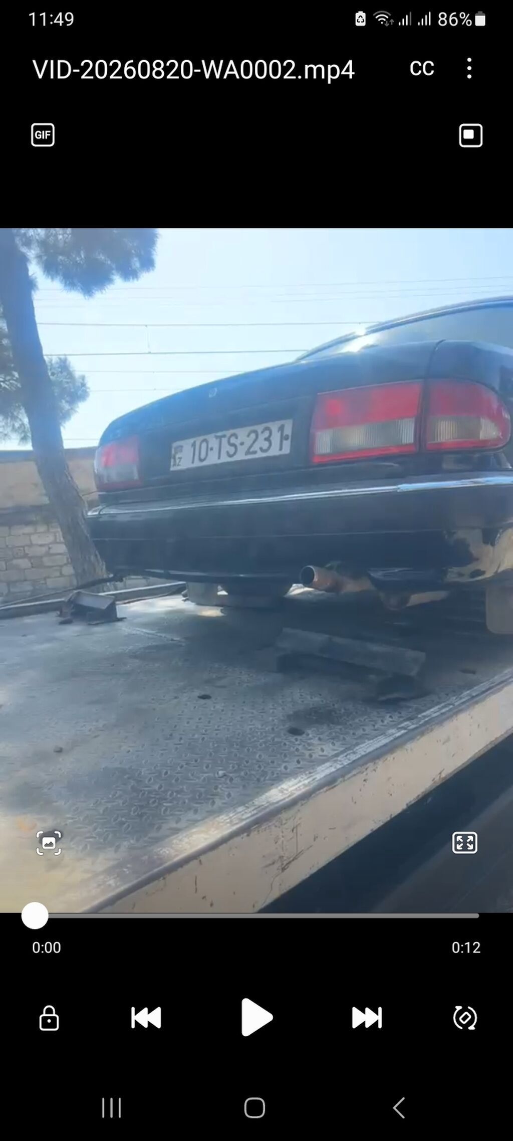 Maşın: Qara rəngli sedan, 4 qapı Nömrə nişanı: 10-TS-231 (AZ) Kuzov