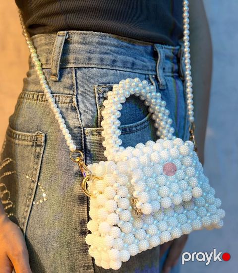 İnci muncuqlardan hazırlanmış çanta - Material: yüksək keyfiyyətli — Bakı