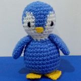 Amigurumi toxuma pingvin oyuncaq - Rənglər: mavi gövdə, ağ üz — Oyun və oyuncaq