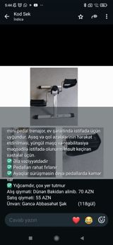 Mini pedal trenajor – ev şəraitində istifadə üçün. Xüsusiyyətlər: - — İdman, hobbi, istirahət