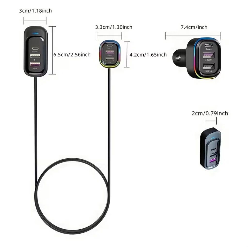 Avtomobil üçün 12–24V 66W USB şarj cihazı – Type-C + 2 USB port və — Avto, Bakı (7)