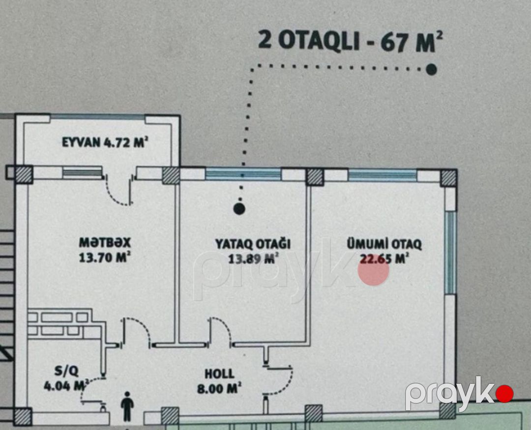 Satılır 2 otaqlı yeni tikili 67 m² — Mənzil, Bakı (12)