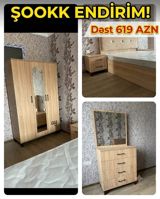 Yataq otağı mebel dəsti – təbii ağac teksturalı, müasir minimalist — Goods