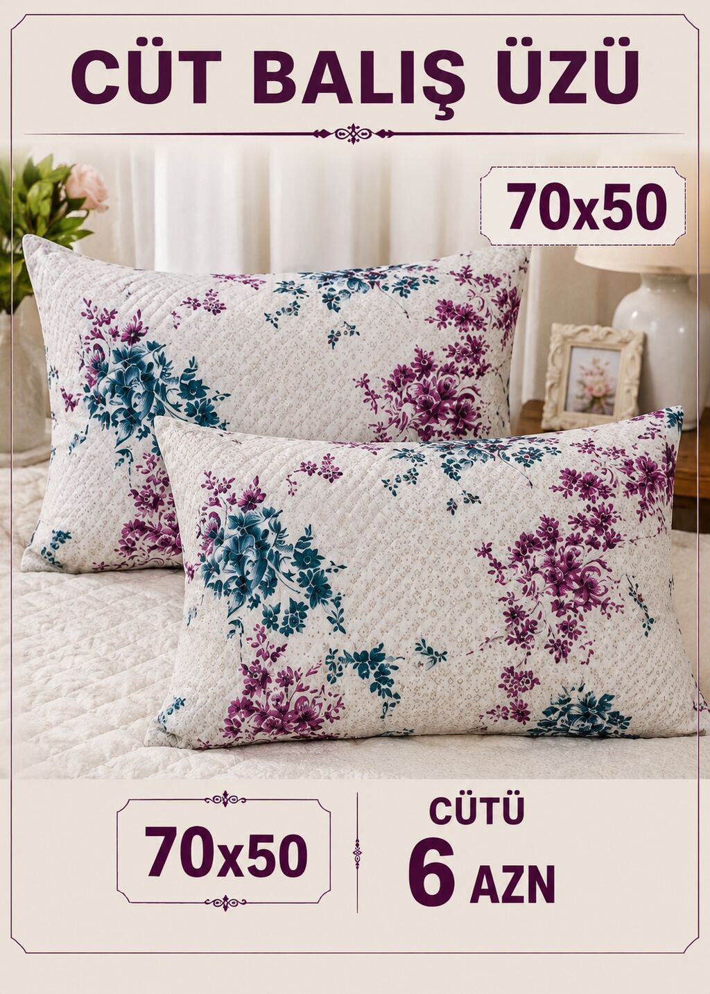 Tək nəfərlik yataq dəsti – çiçək naxışlı, 100% pambıq parça. Komplekt — Mebel, Digah (4)