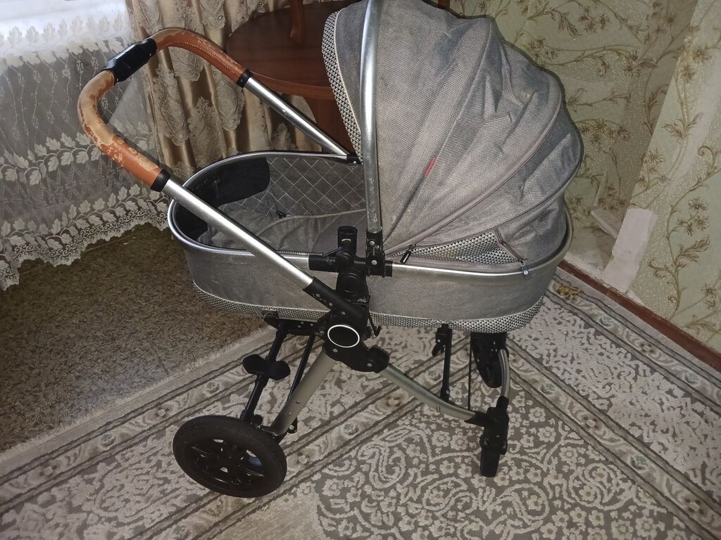 Uşaq arabası – beşik tipli, boz rəng - Rahat və dərin beşik bölməsi — Mallar, Bakı (5)