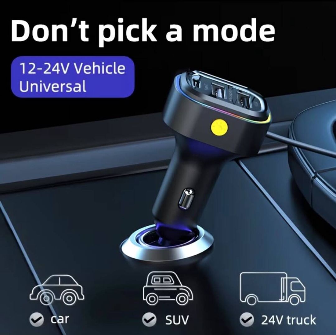 Avtomobil üçün 12–24V 66W USB şarj cihazı – Type-C + 2 USB port və uzadılan kabel — Ehtiyat hissələri və aksesuarlar, Bakı (4)