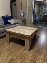 Kvadrat masa, Transformer, Təkərsiz, Teksturalı laminat — Mebel