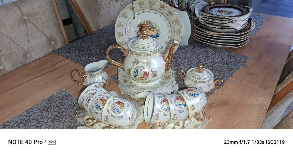 Çay dəsti, rəng - Qızılı, Farfor — Mallar, Digah (2)